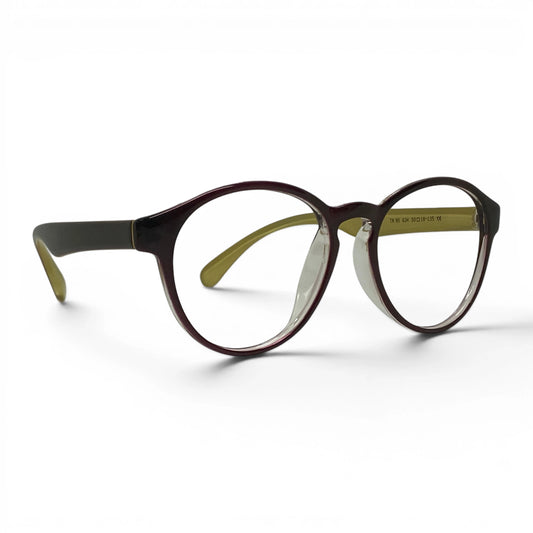 Apt 634 round TR90 plastic prescription glasses, side view with integrated nose pads