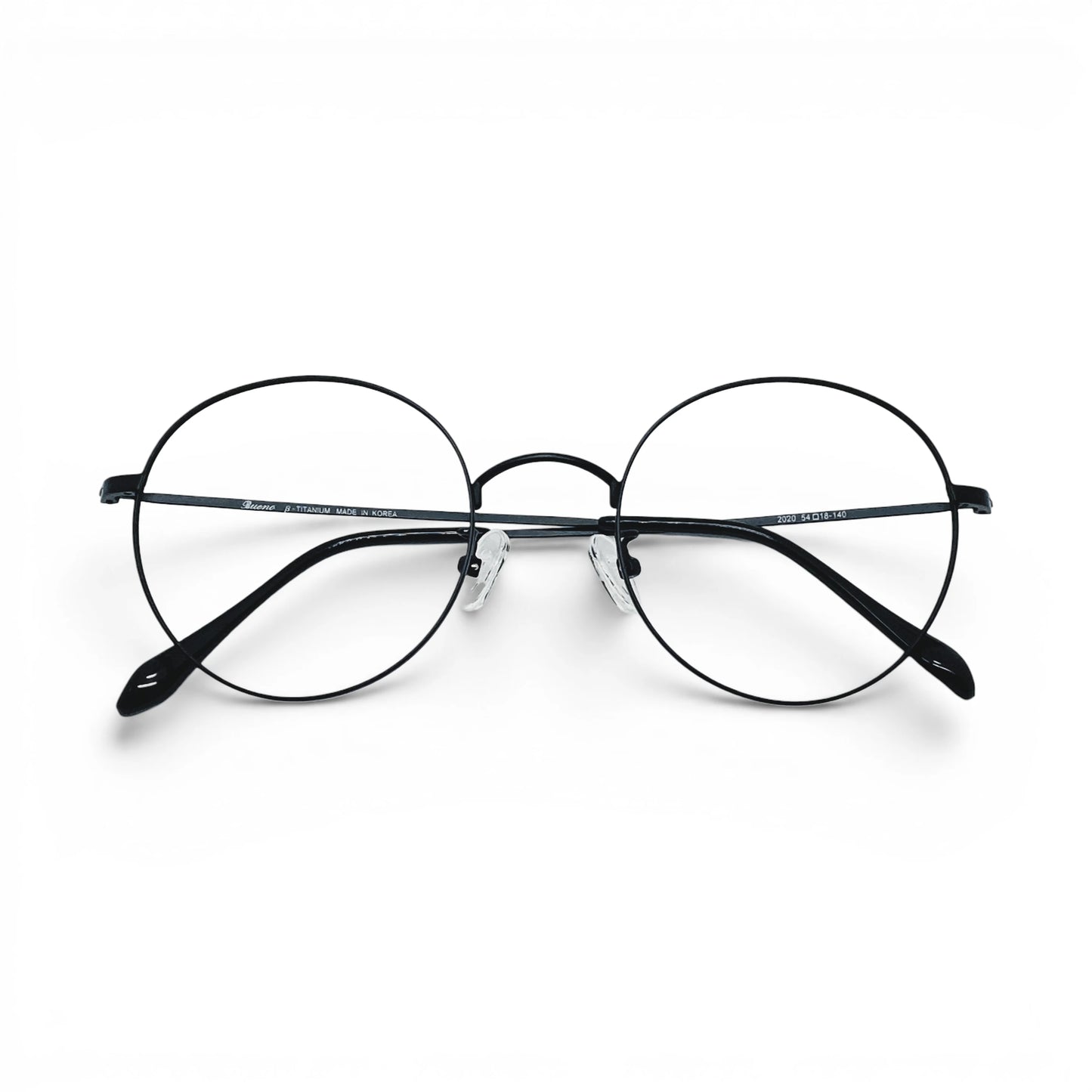 round titanium glasses with beta titanium frame, detail view
