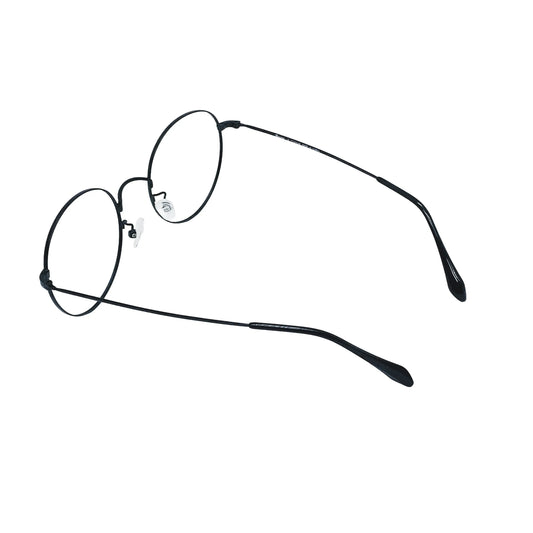 round titanium glasses with beta titanium frame, side view