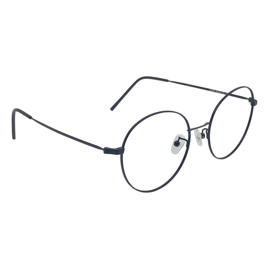 Arirang 102 round titanium glasses, side view of S-shaped nose pad arms with adjustable nose pads