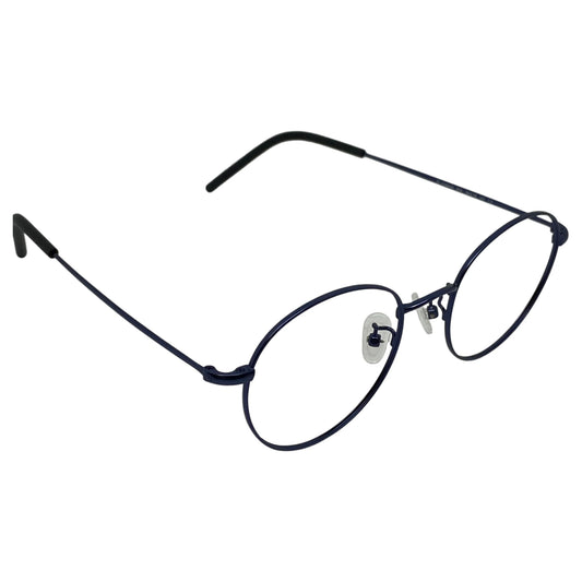 Bada 505 round titanium glasses, side view of S-shaped nose pad arms with adjustable nose pads