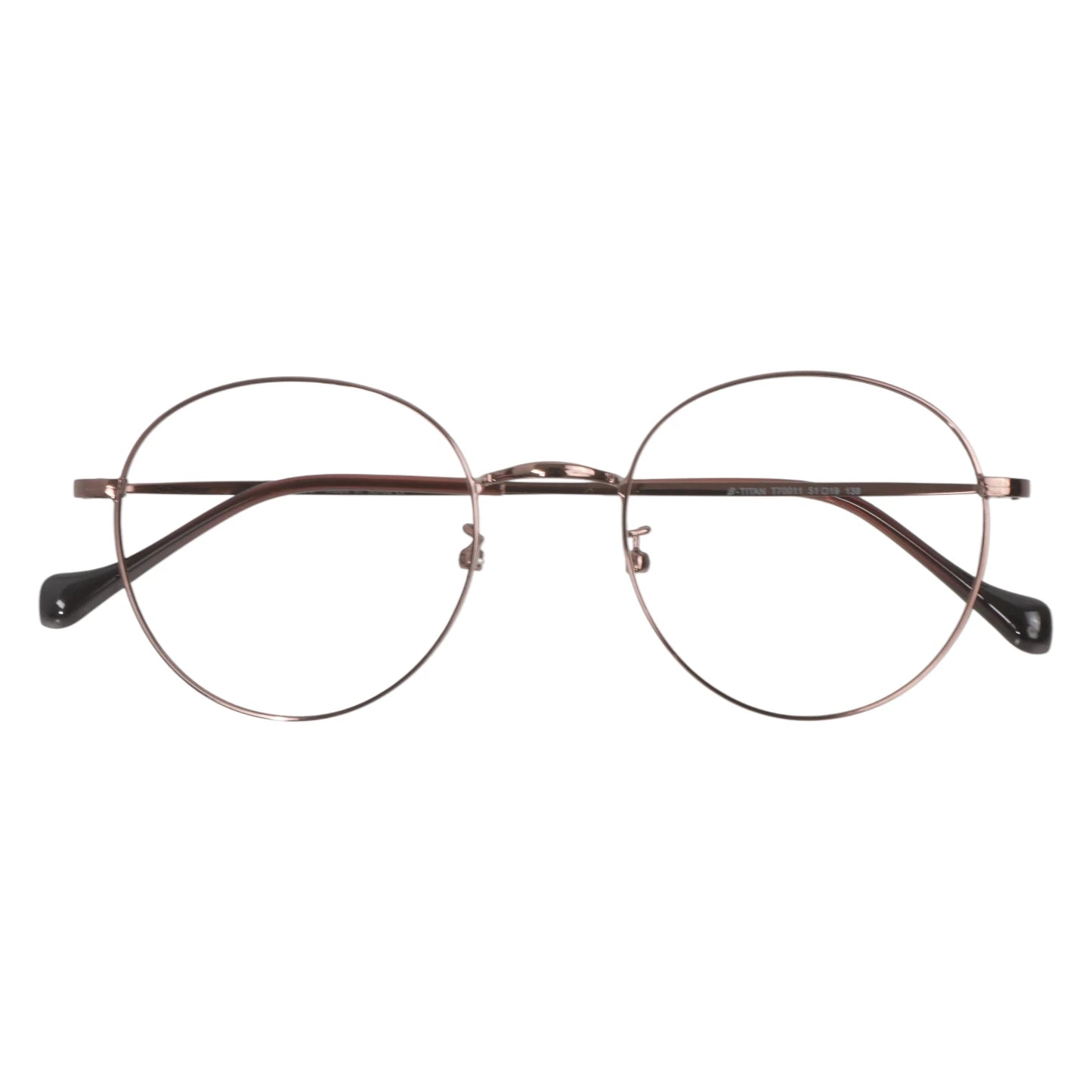 Dalbit 7011 round titanium prescription eyeglasses, folded view of slim frame