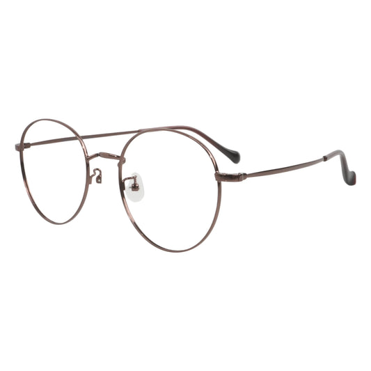 Dalbit 7011 round titanium prescription eyeglasses, side view with adjustable nose pads
