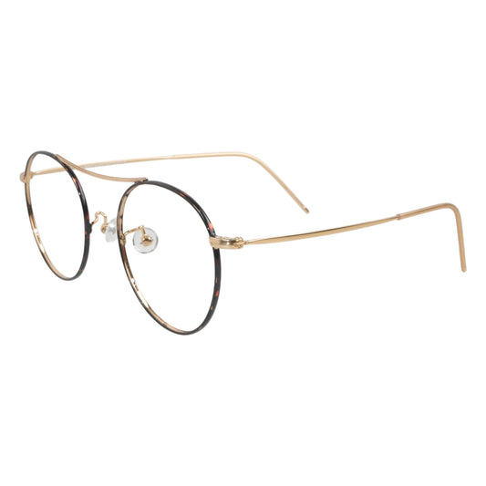 Faker 3011 round stainless steel prescription eyeglasses, side view with S-shaped nose pad arms