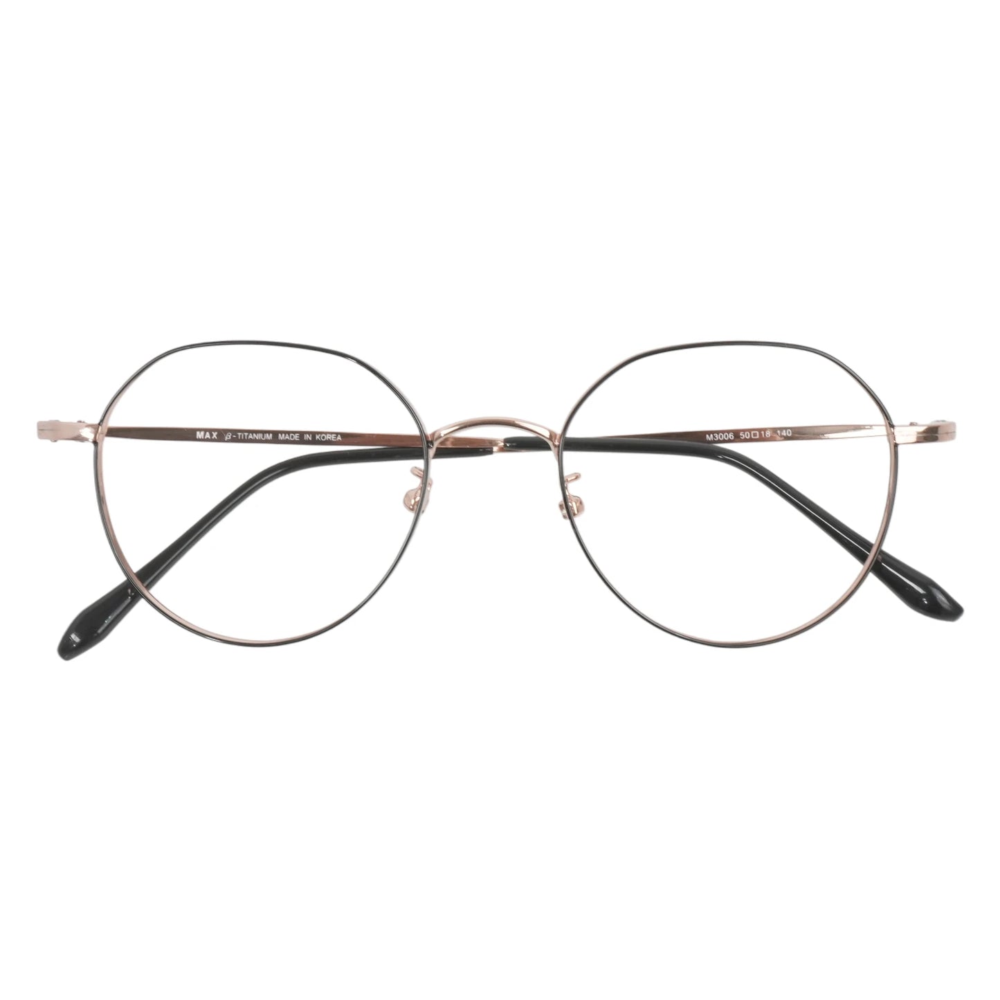 Gangnam 103 panto round titanium prescription eyeglasses, folded view of slim frame