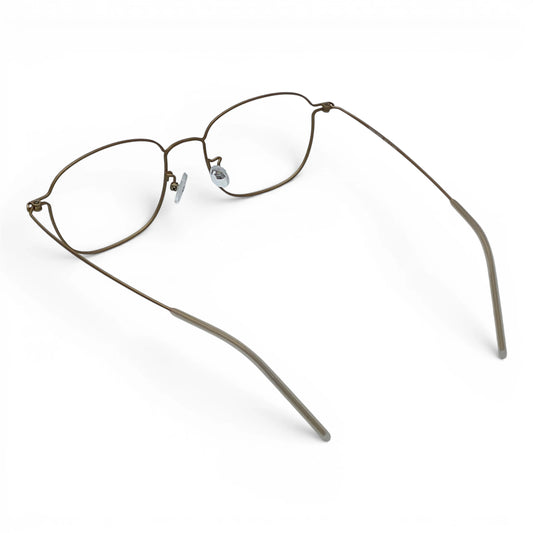 Goong 106 square titanium prescription eyeglasses, back view with nonslip temple tips