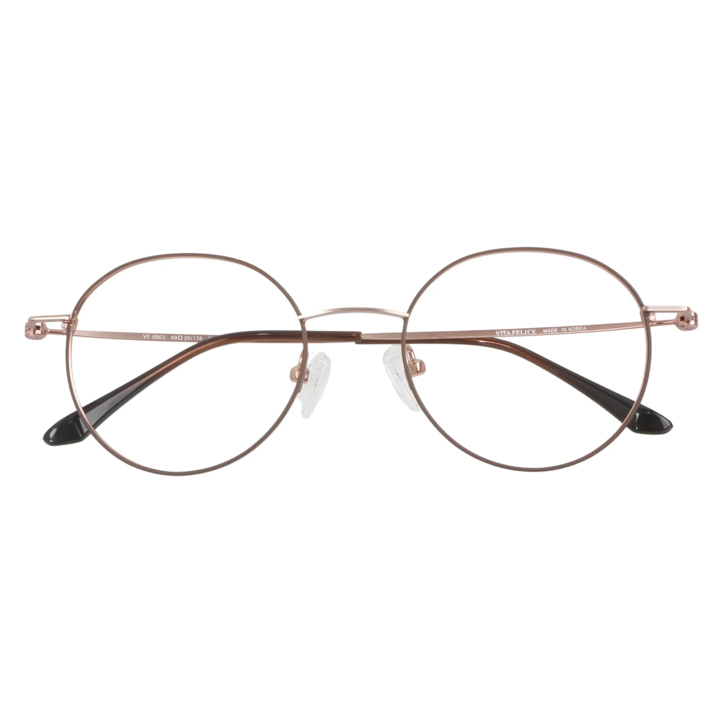Josun 3000 round titanium prescription eyeglasses, folded view of slim frame