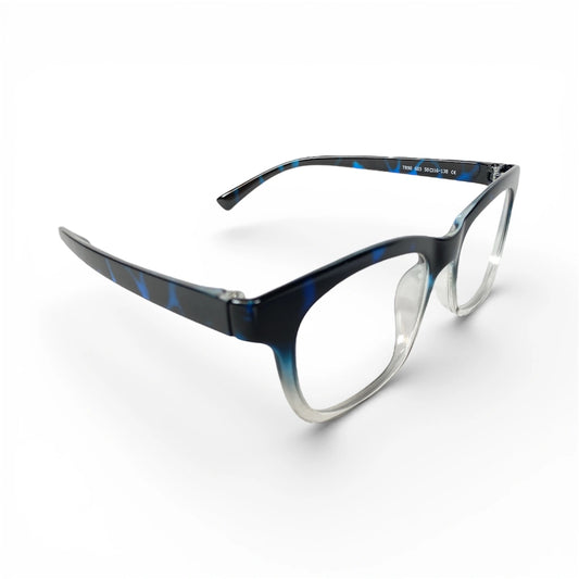 Marvel 603 square TR90 plastic eyeglasses, side view showing built-in nose pads with clear lower rim