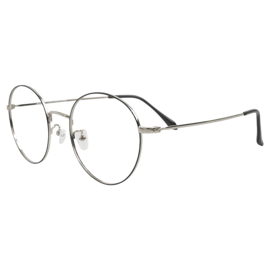 Taekwondo 105 round titanium prescription eyeglasses, side view with adjustable nose pads