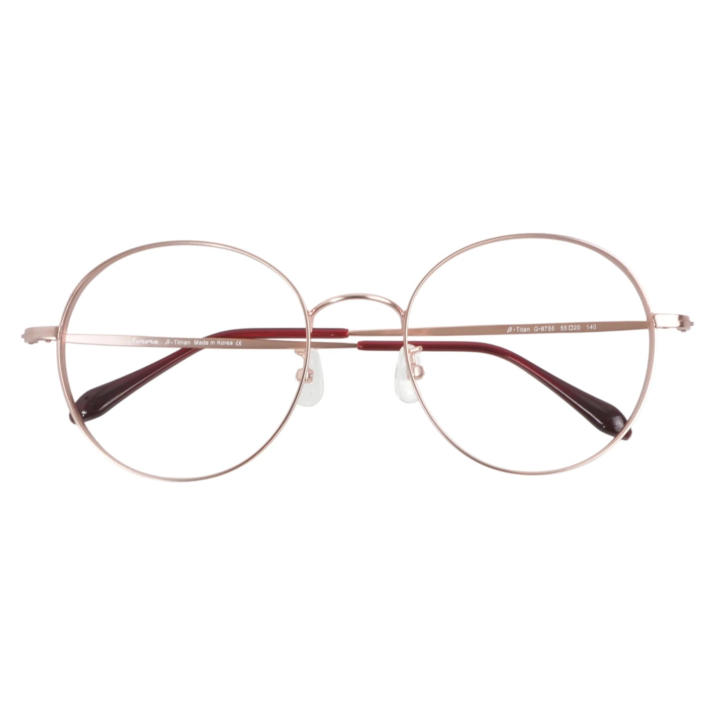 Teyang 8755 round titanium prescription eyeglasses, folded view showing slim frame