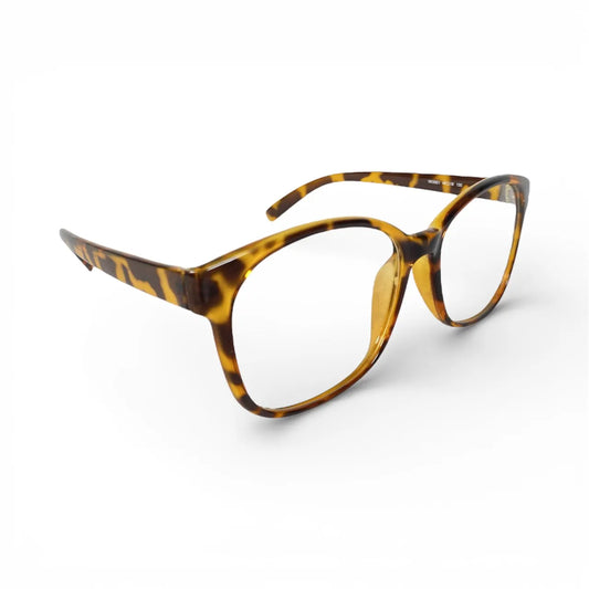 Chimac 0921 square frame eyeglasses angle view - rich tortoiseshell pattern with contemporary style