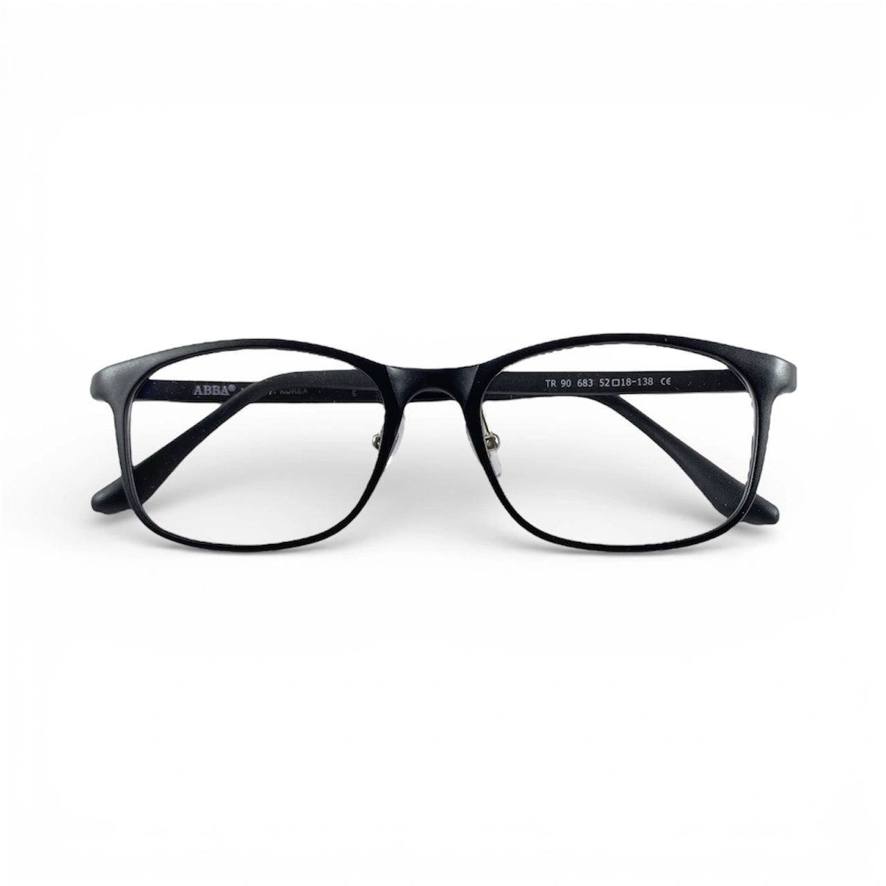 Northopt 683 classic square prescription eyeglasses in matte black, folded front view