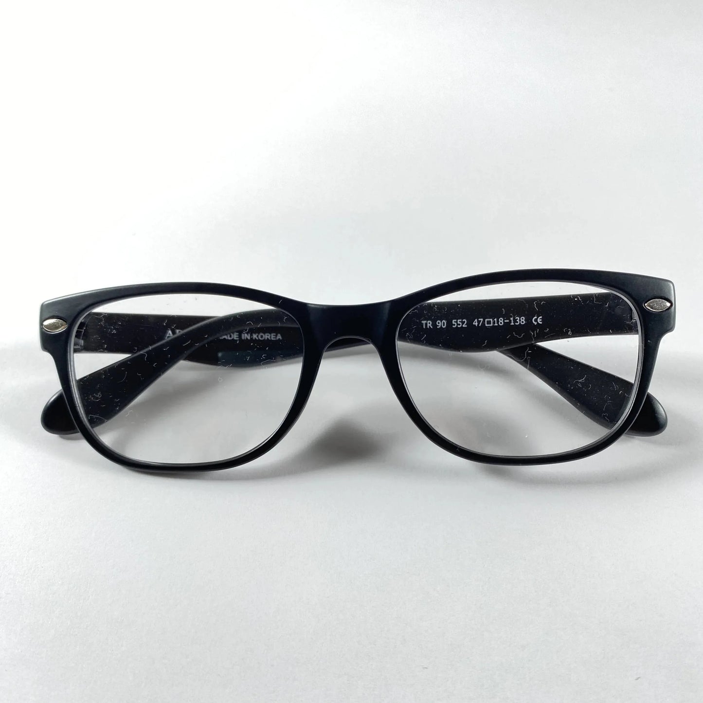 Black kids eyeglasses SkyCastle 552 model, rectangular frame on white background