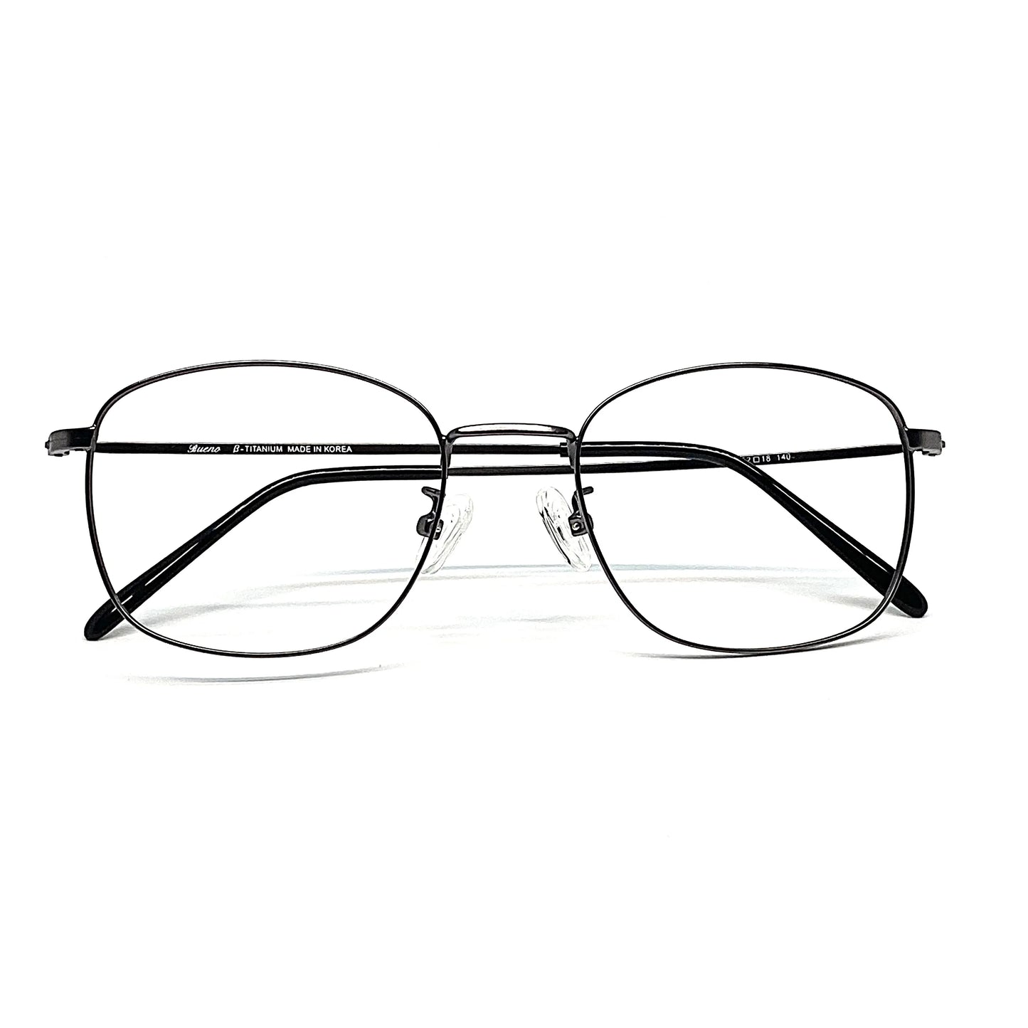 square titanium glasses with beta titanium frame, detail view