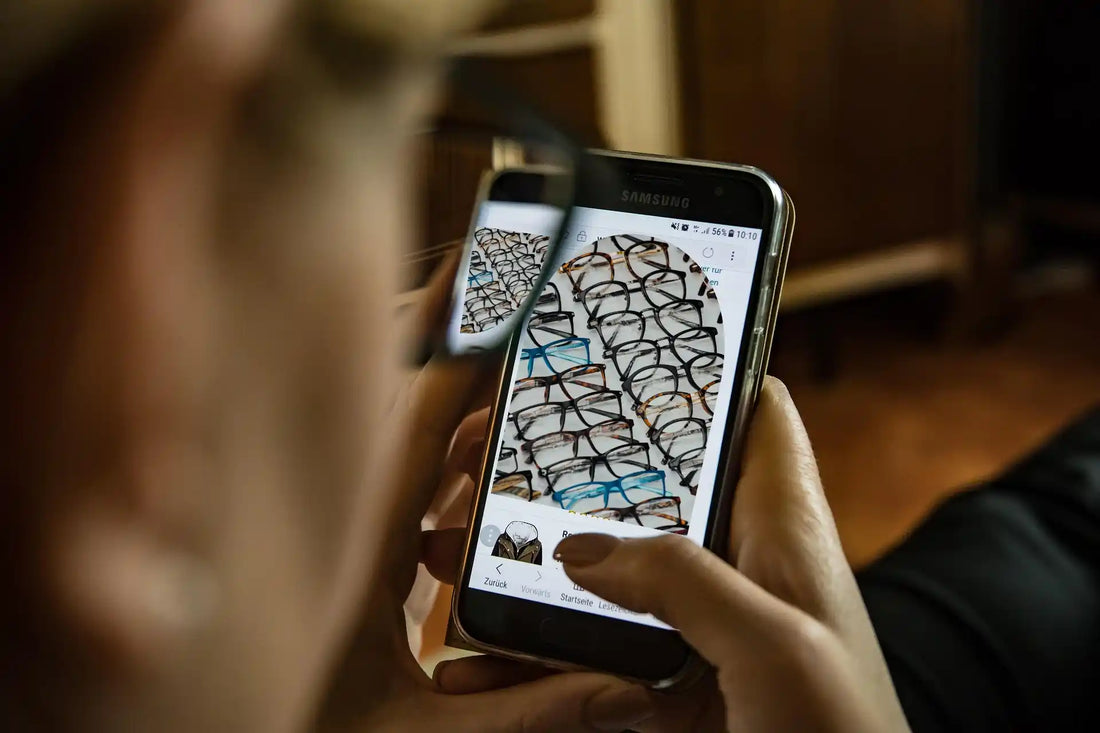 customer shopping for prescription glasses online safely on smartphone with proper verification