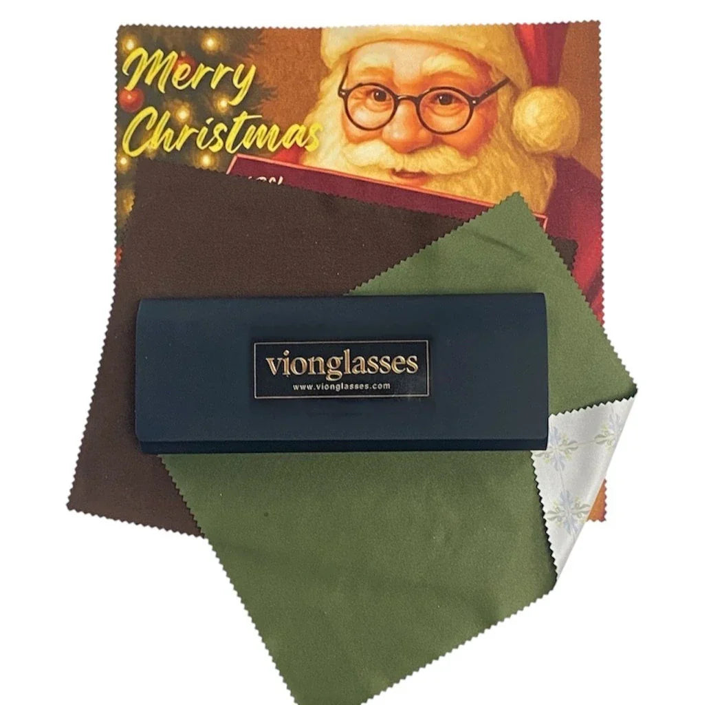 VionGlasses high-quality microfiber cleaning cloth and case for glasses care.