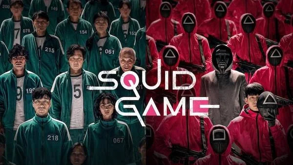 Korean drama, Squid Game poster with red light green light