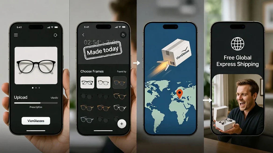 Fast prescription glasses delivery - Vion Glasses direct-to-consumer supply chain from order to doorstep in under a week.