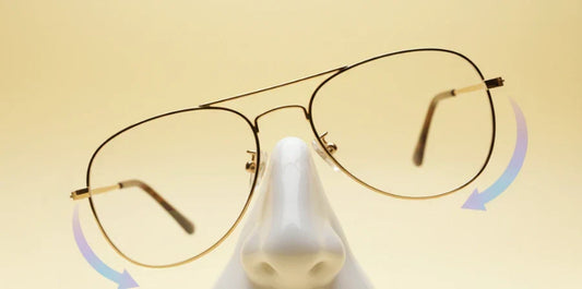 Glasses sliding down nose showing glasses slipping problem caused by poor bridge fit and nose pad issues
