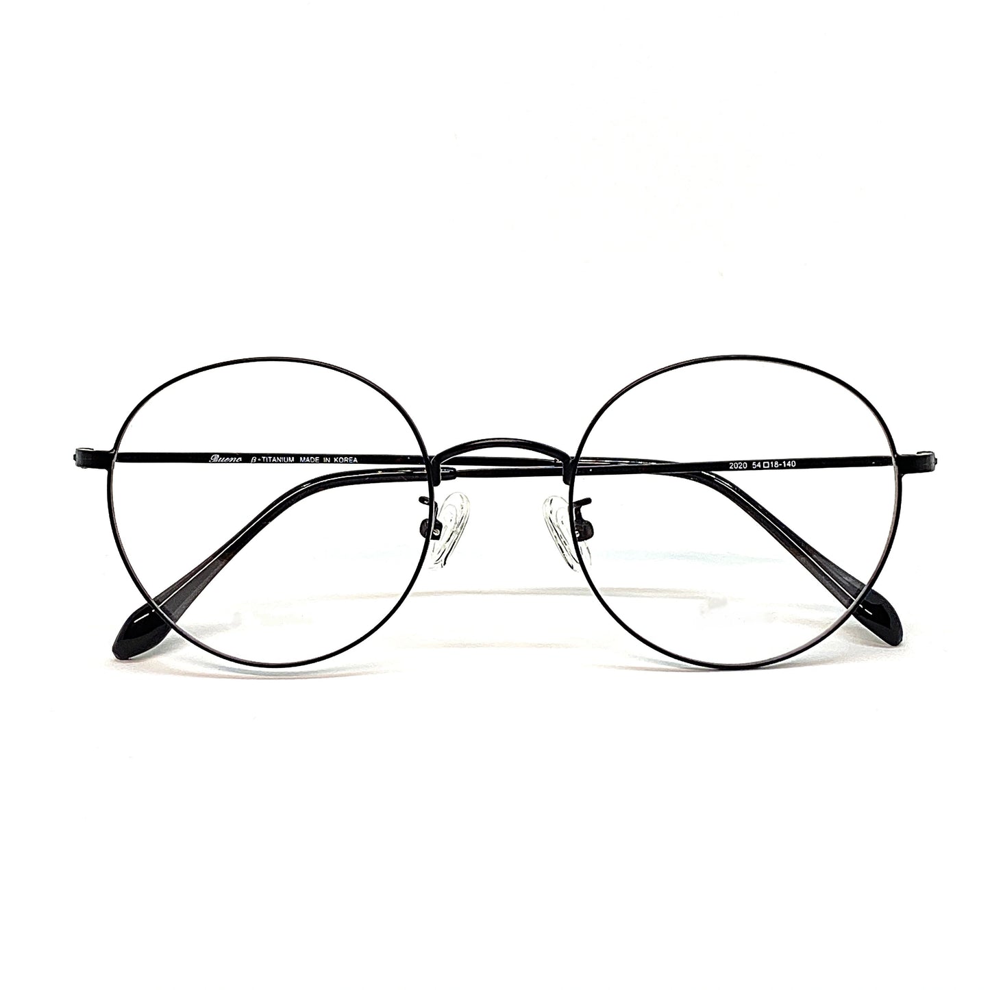 round titanium glasses with beta titanium frame, detail view