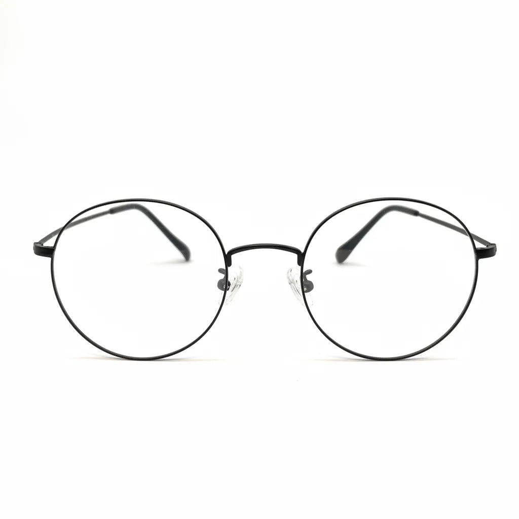 round titanium glasses with beta titanium frame, front view