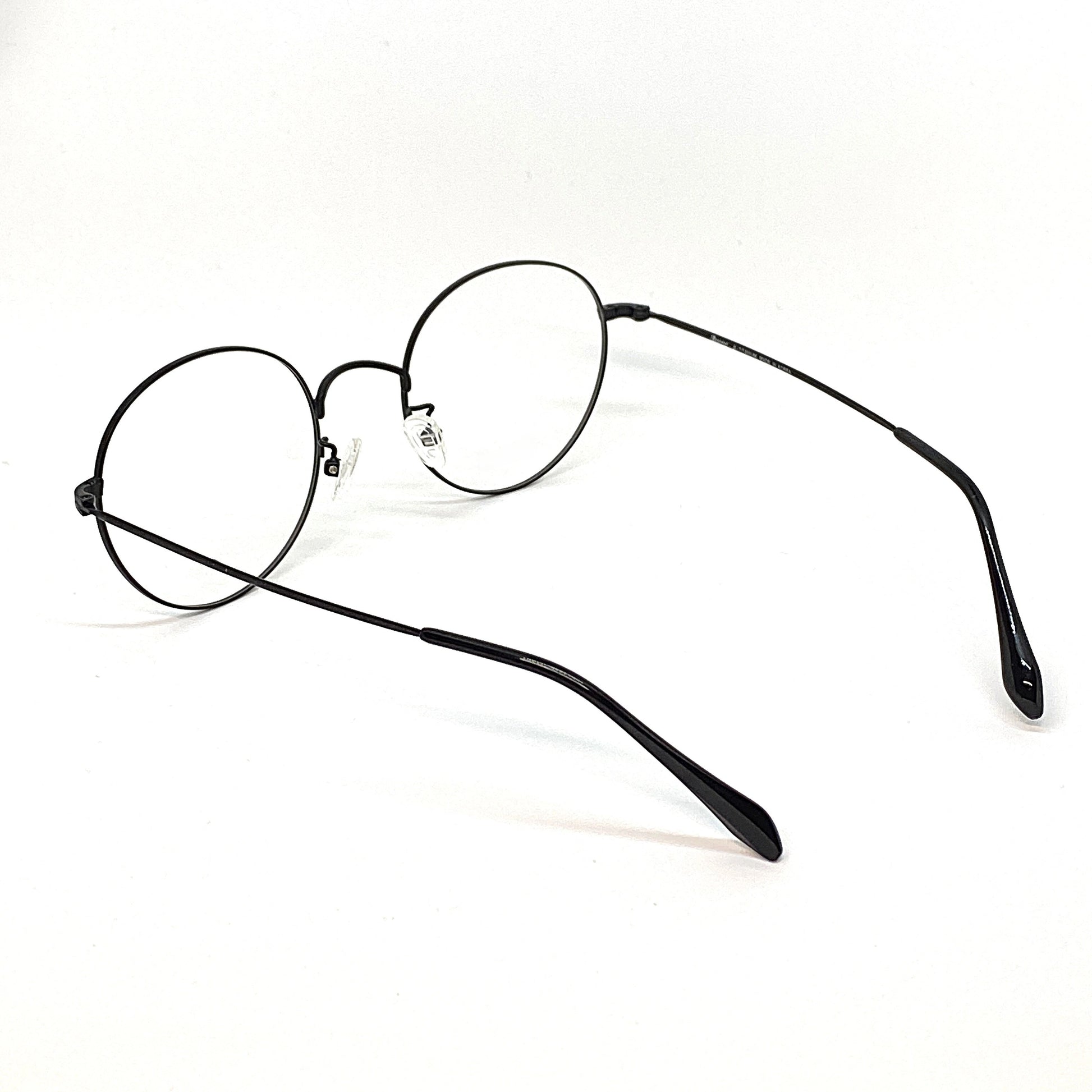 round titanium glasses with beta titanium frame, side view