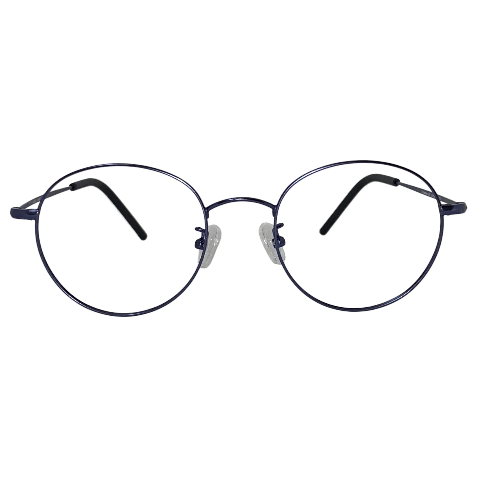 Bada 505 round titanium prescription eyeglasses in matte blue, front view