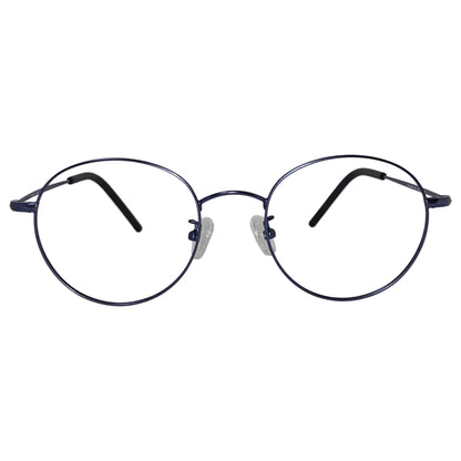 Bada 505 round titanium prescription eyeglasses in matte blue, front view