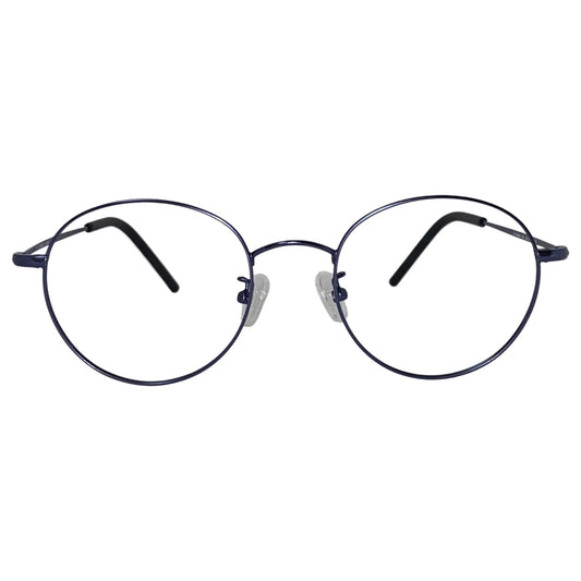 Bada 505 round titanium prescription eyeglasses in matte blue, front view