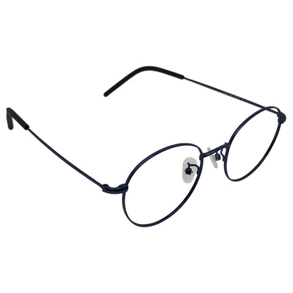 Bada 505 round titanium glasses, side view of S-shaped nose pad arms with adjustable nose pads