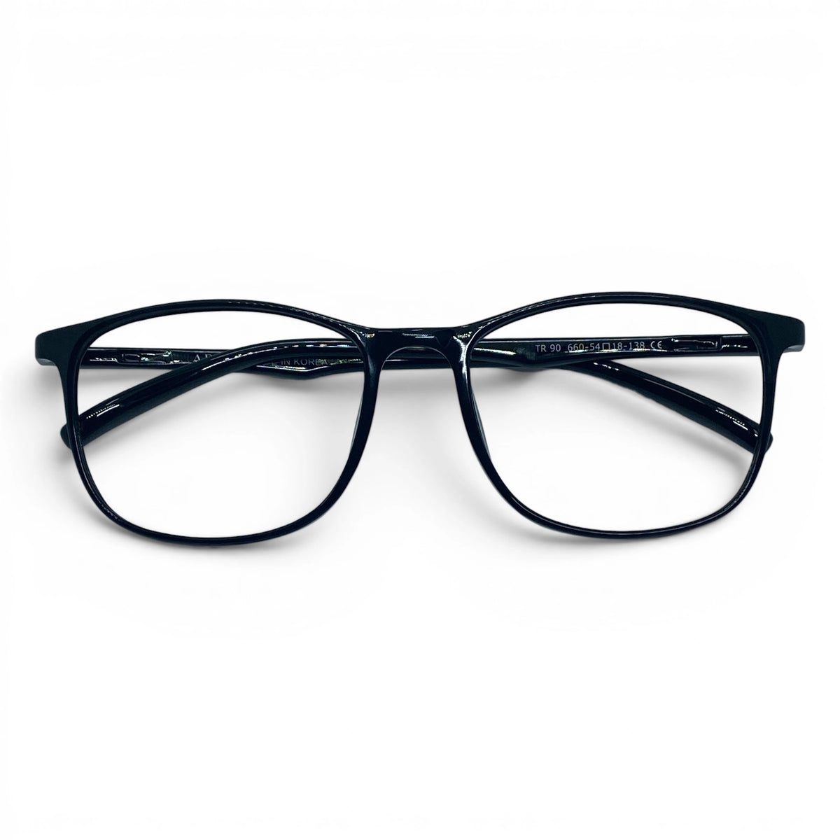 Bong 660 square TR90 plastic prescription eyeglasses, folded view of slim frame