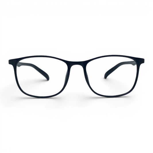 Bong 660 square TR90 plastic prescription eyeglasses in black, front view