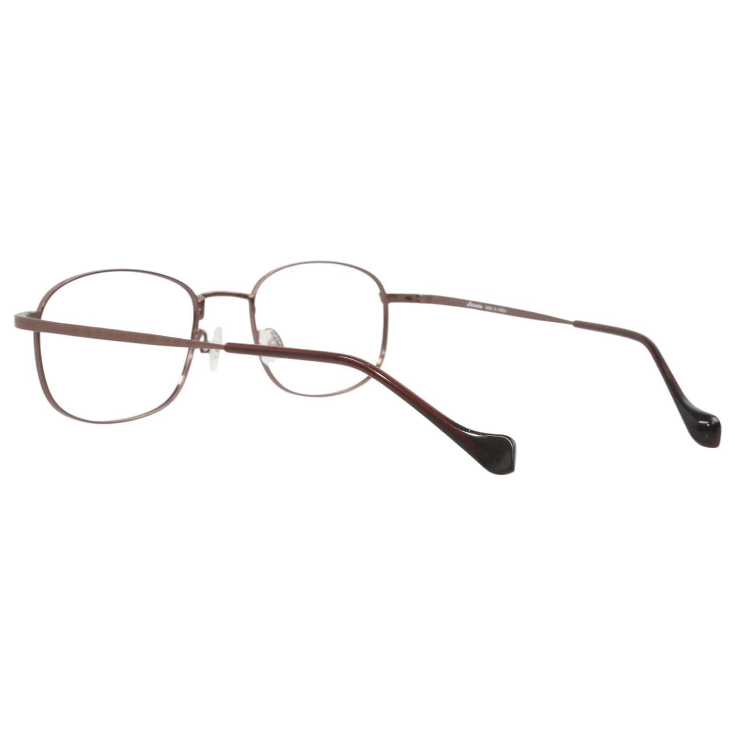 Bora 1953 square titanium prescription eyeglasses, back view showing curved temple tips