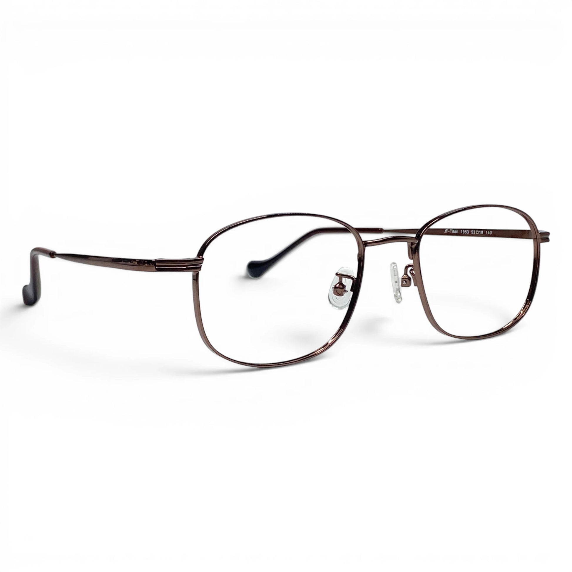 Bora 1953 square titanium prescription eyeglasses, front view of slim frame