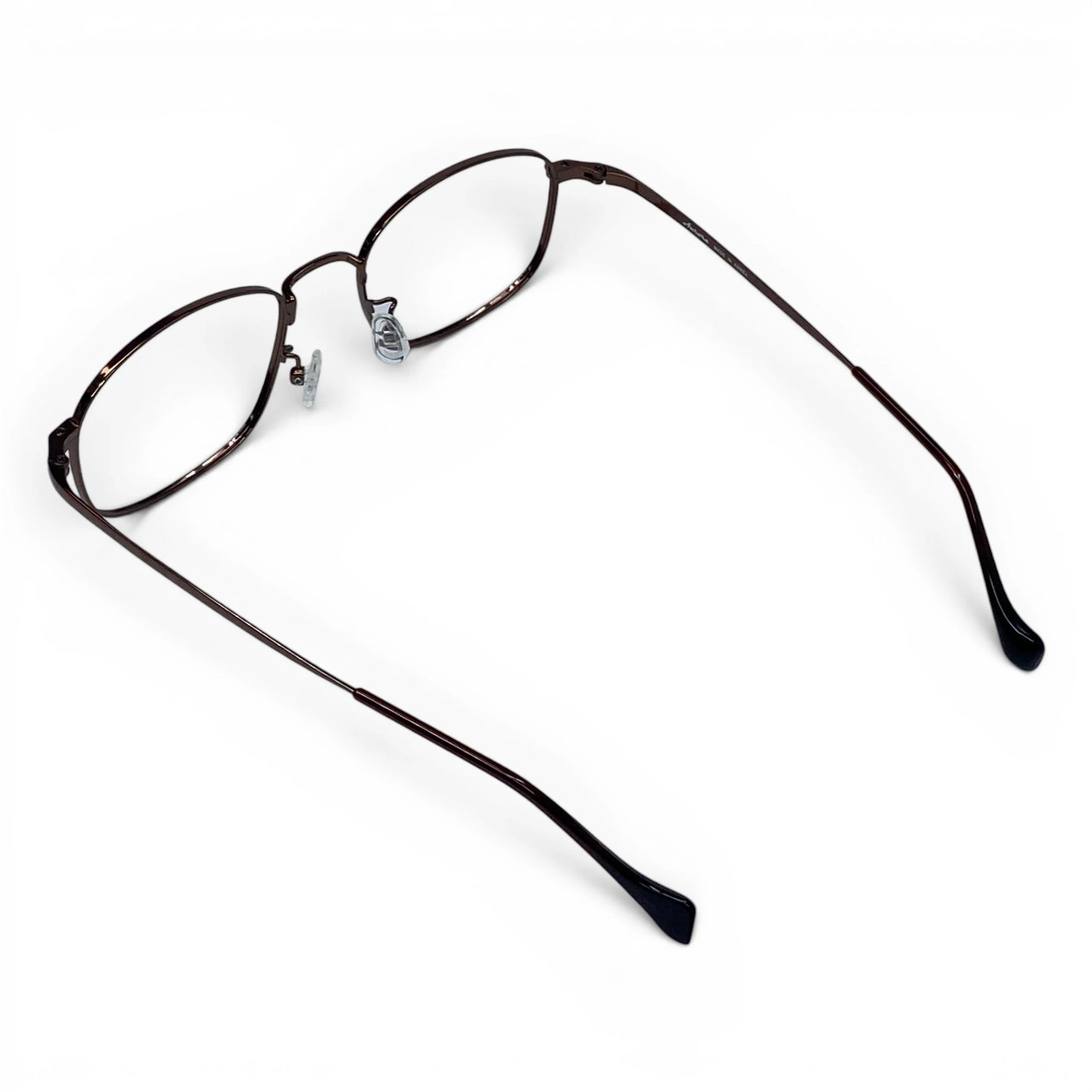 Bora 1953 square titanium prescription eyeglasses, back view of temples with secure temple tips