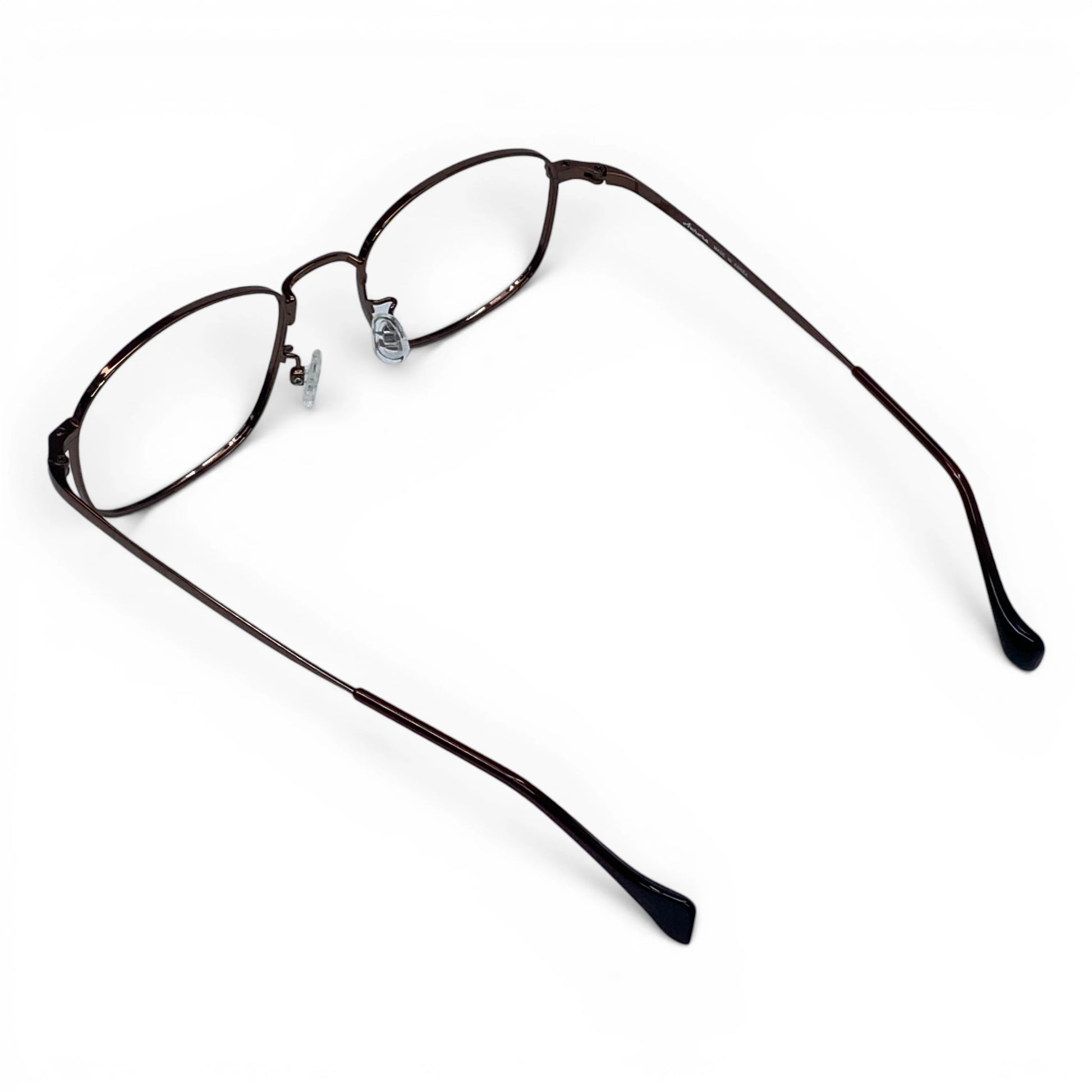 Bora 1953 square titanium prescription eyeglasses, back view of temples with secure temple tips