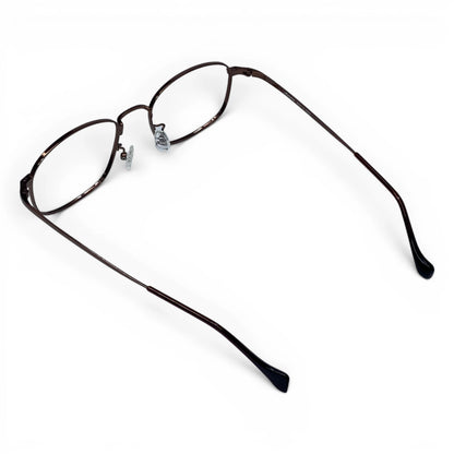 Bora 1953 square titanium prescription eyeglasses, back view of temples with secure temple tips