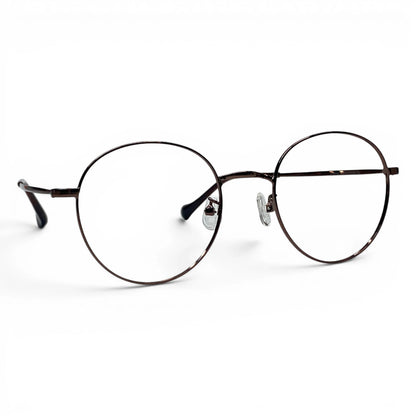 Dalbit 7011 round titanium prescription eyeglasses, front view of slim frame