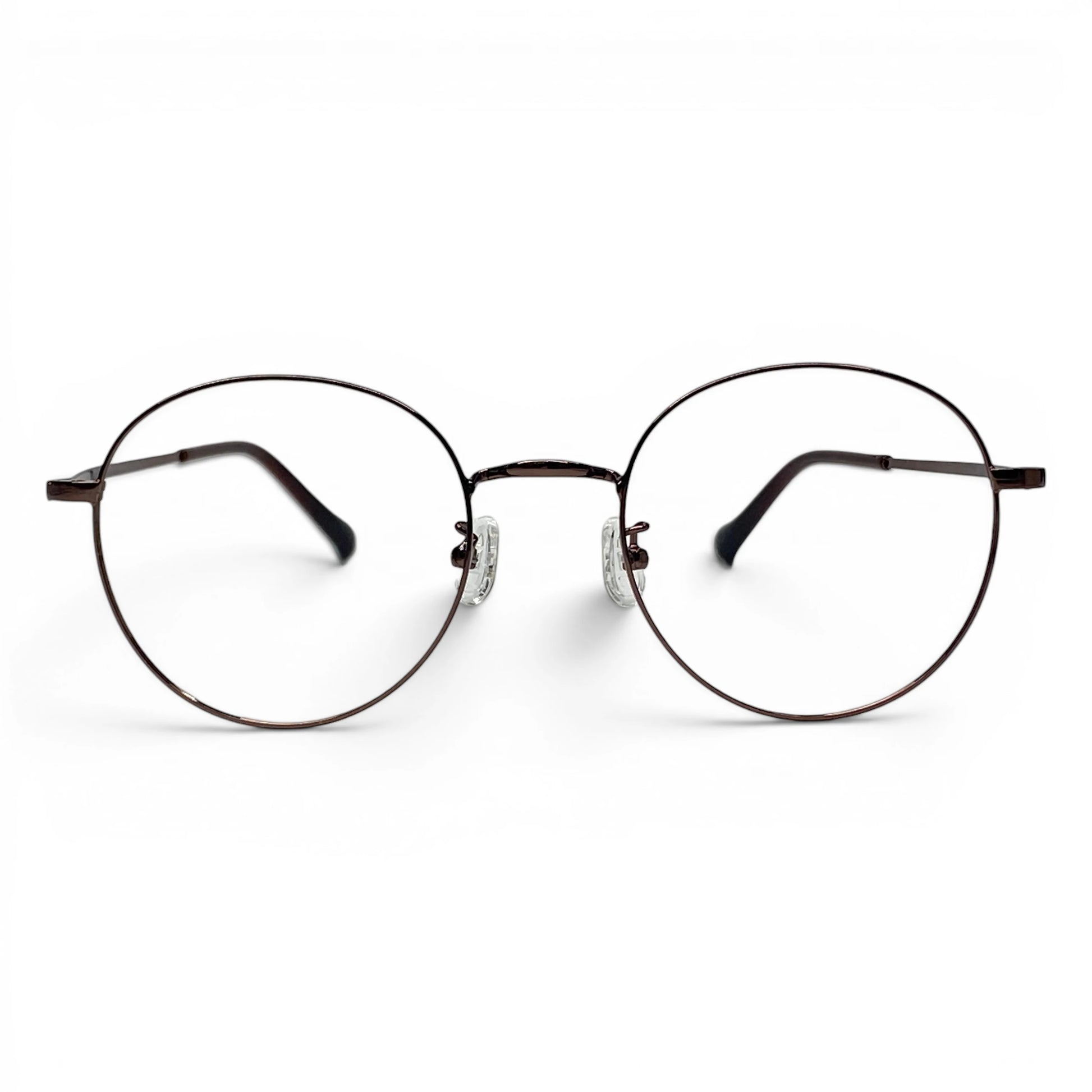 Dalbit 7011 round titanium prescription eyeglasses in bronze color, front view