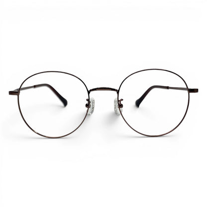 Dalbit 7011 round titanium prescription eyeglasses in bronze color, front view