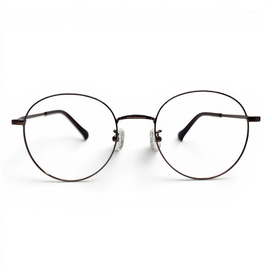 Dalbit 7011 round titanium prescription eyeglasses in bronze color, front view