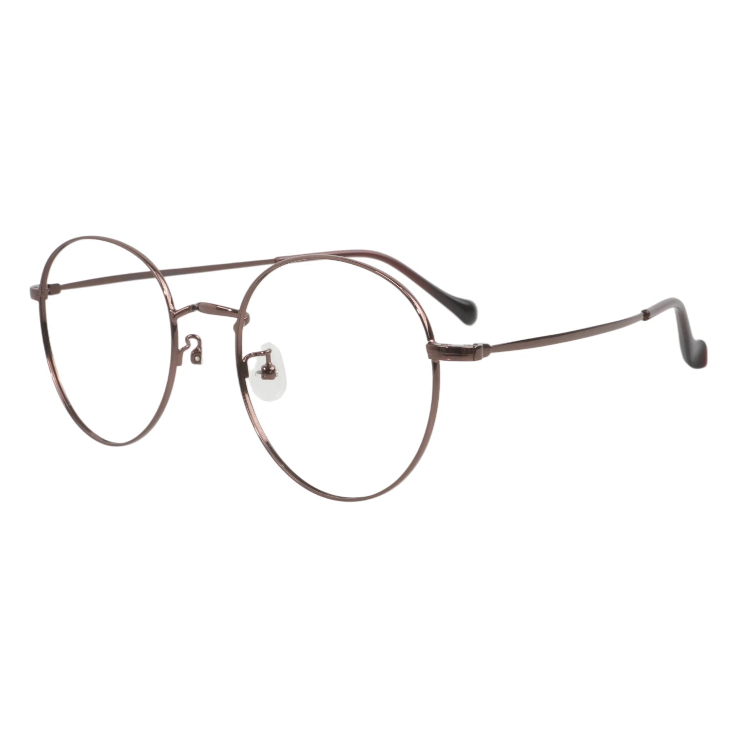 Dalbit 7011 round titanium prescription eyeglasses, side view with adjustable nose pads