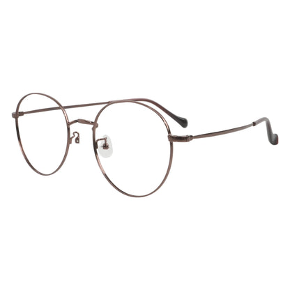 Dalbit 7011 round titanium prescription eyeglasses, side view with adjustable nose pads