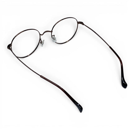 Dalbit 7011 round titanium prescription eyeglasses, back view of temples with secure temple tips