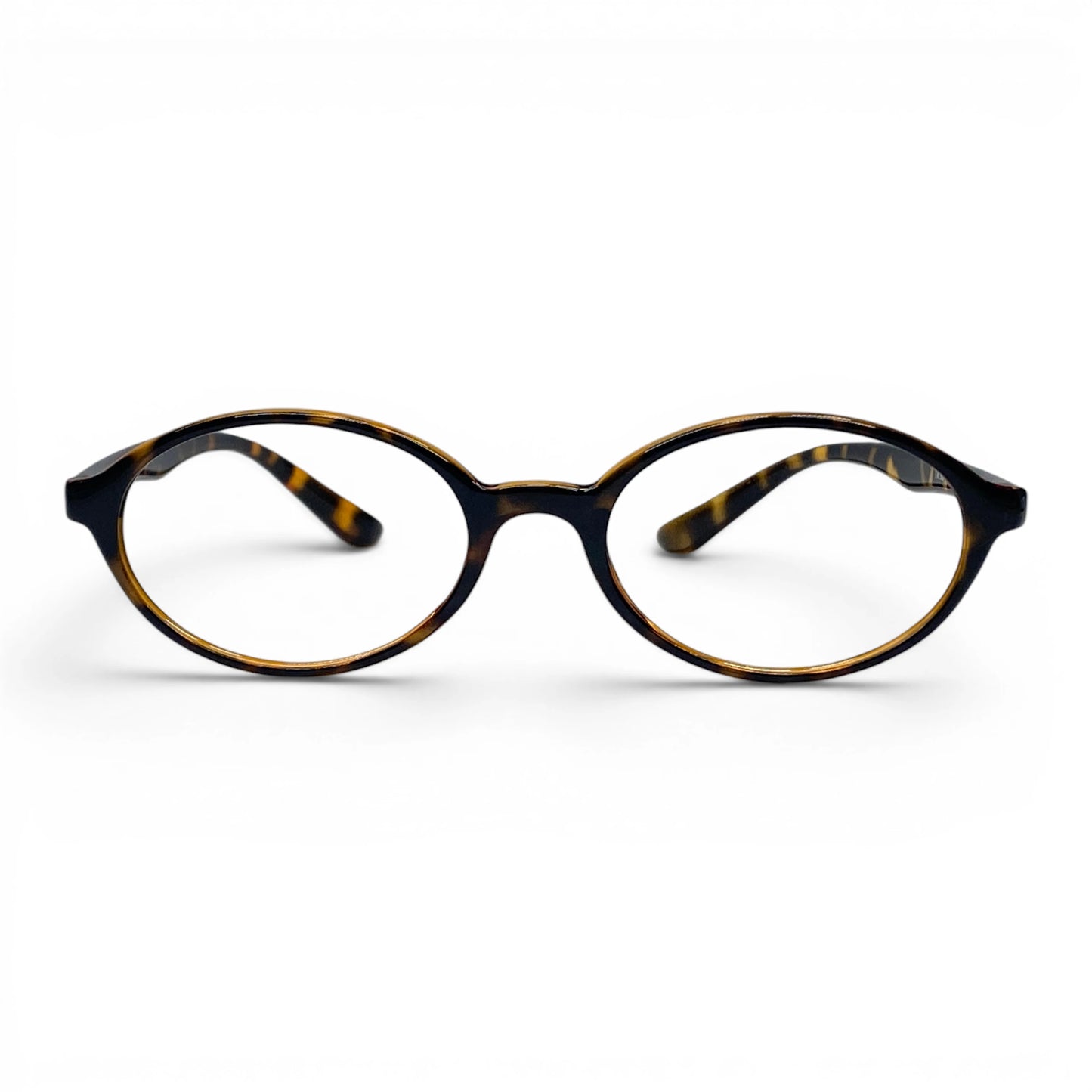 Dodo 723 oval TR90 plastic prescription eyeglasses in brown tortoise, front view