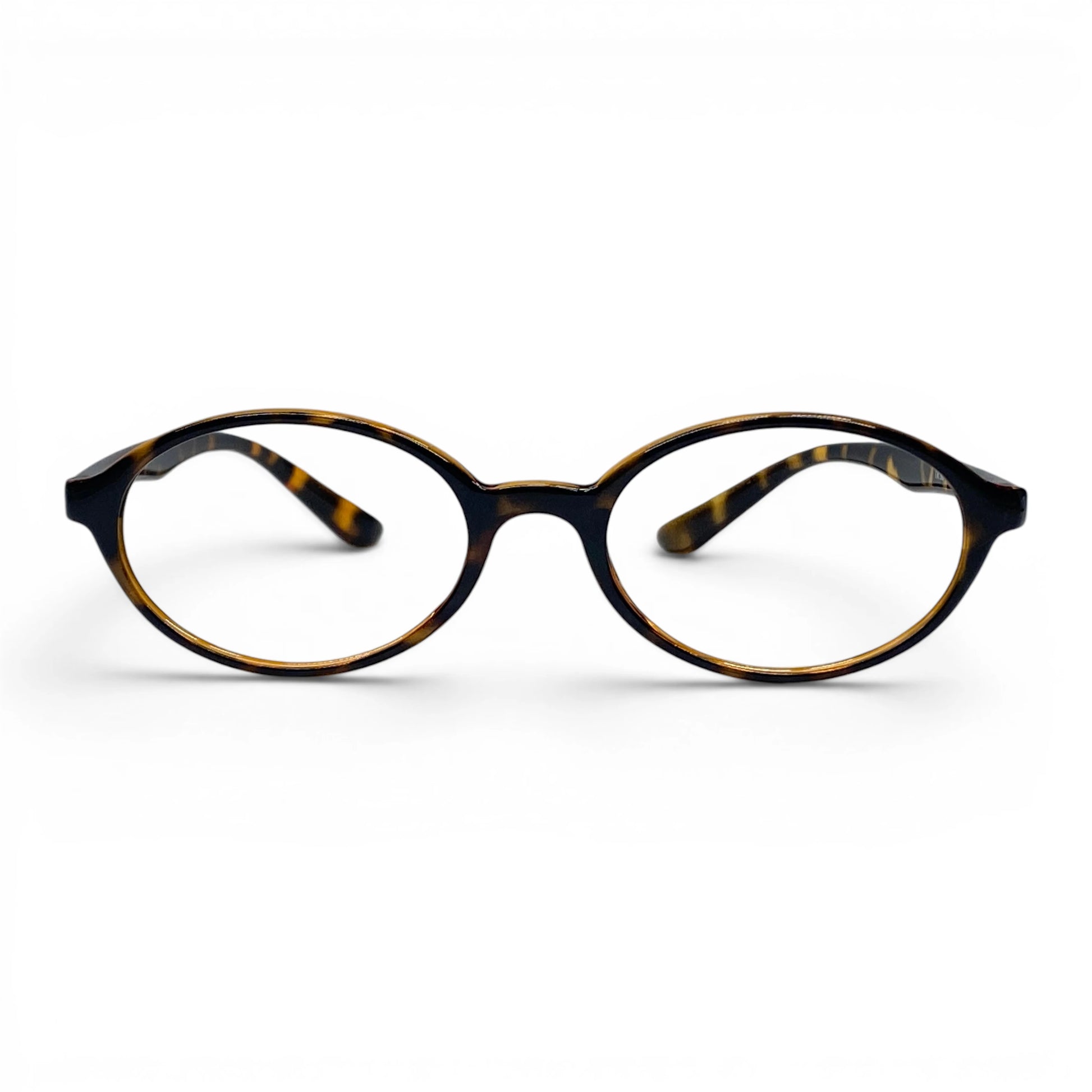 Dodo 723 oval TR90 plastic prescription eyeglasses in brown tortoise, front view