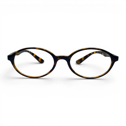 Dodo 723 oval TR90 plastic prescription eyeglasses in brown tortoise, front view