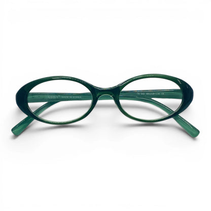 Dooly 560 oval TR90 plastic prescription eyeglasses, folded view of thick-rim frame