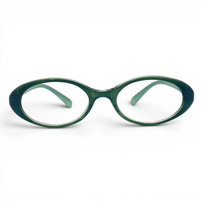 Dooly 560 oval TR90 plastic prescription eyeglasses in green, front view