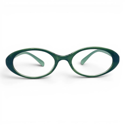 Dooly 560 oval TR90 plastic prescription eyeglasses in green, front view
